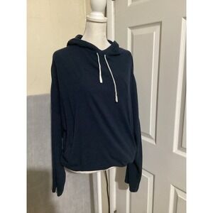 prAna Navy Blue Unwind Lounge Hoodie Sweatshirt Pullover Drawstring Pocket S